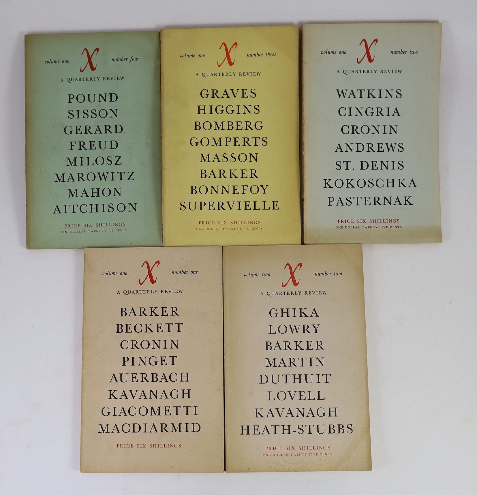 20th century Poetry and Prose - Symons, W.T - Purpose: A Quarterly Magazine - 7 issues, January/March 1936; July/September 1937; January/March, April/June & July/September 1938 and January/March and July/December 1940, T